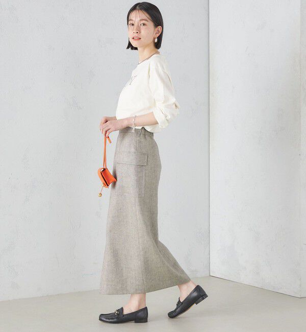 SHIPS for women「麻混 ストライプ 無地 ポケット タイト スカート ◇」|スカート|