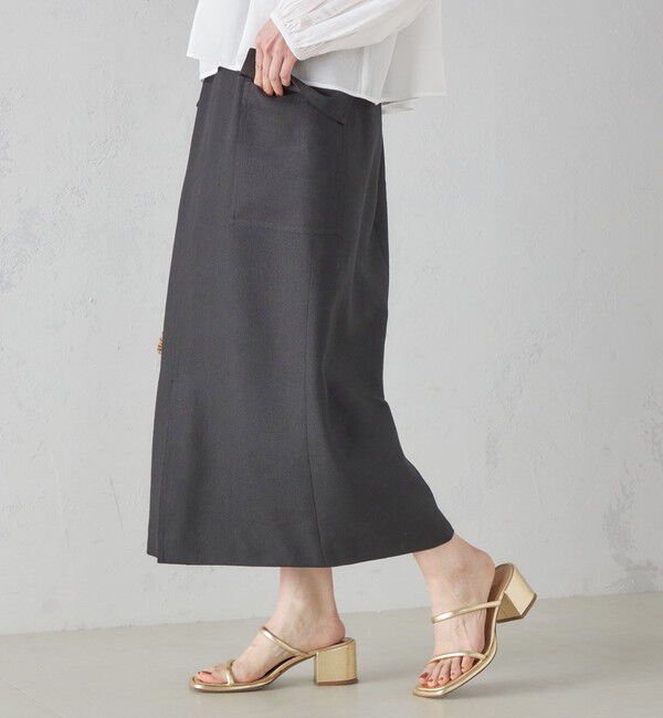 SHIPS for women「麻混 ストライプ 無地 ポケット タイト スカート ◇」|スカート|