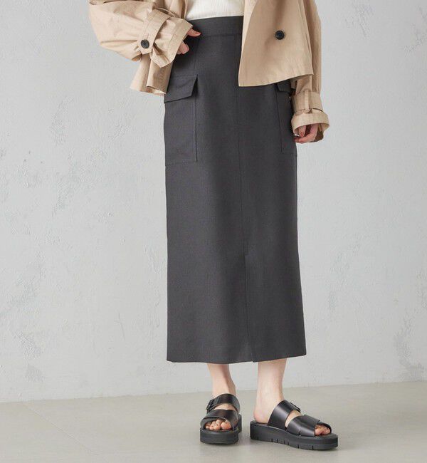 SHIPS for women「麻混 ストライプ 無地 ポケット タイト スカート ◇」|スカート|