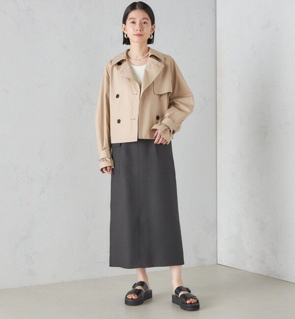 SHIPS for women「麻混 ストライプ 無地 ポケット タイト スカート ◇」|スカート|