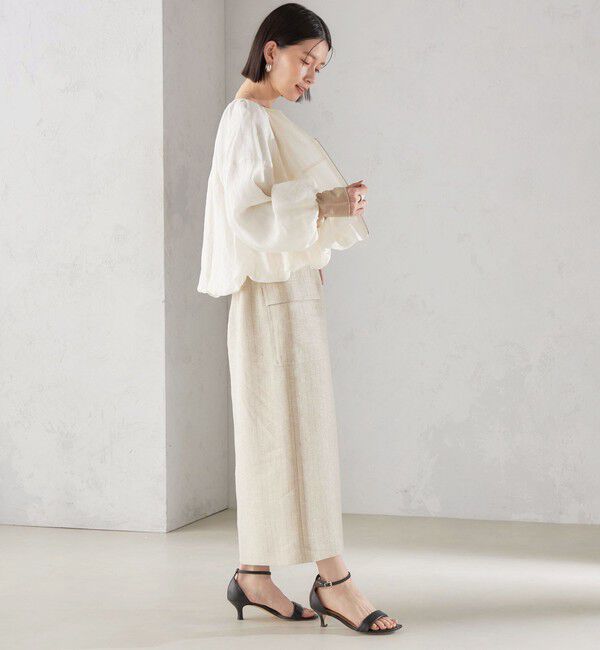 SHIPS for women「麻混 ストライプ 無地 ポケット タイト スカート ◇」|スカート|