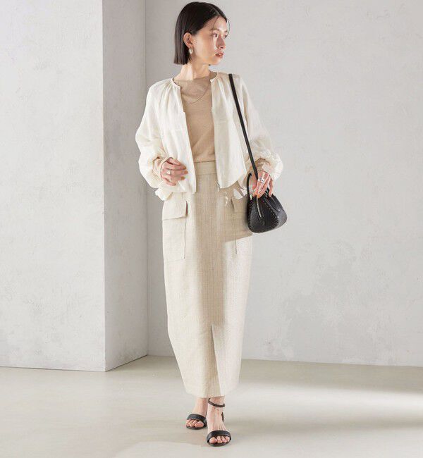 SHIPS for women「麻混 ストライプ 無地 ポケット タイト スカート ◇」|スカート|