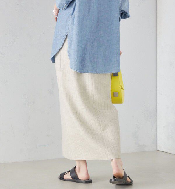 SHIPS for women「麻混 ストライプ 無地 ポケット タイト スカート ◇」|スカート|