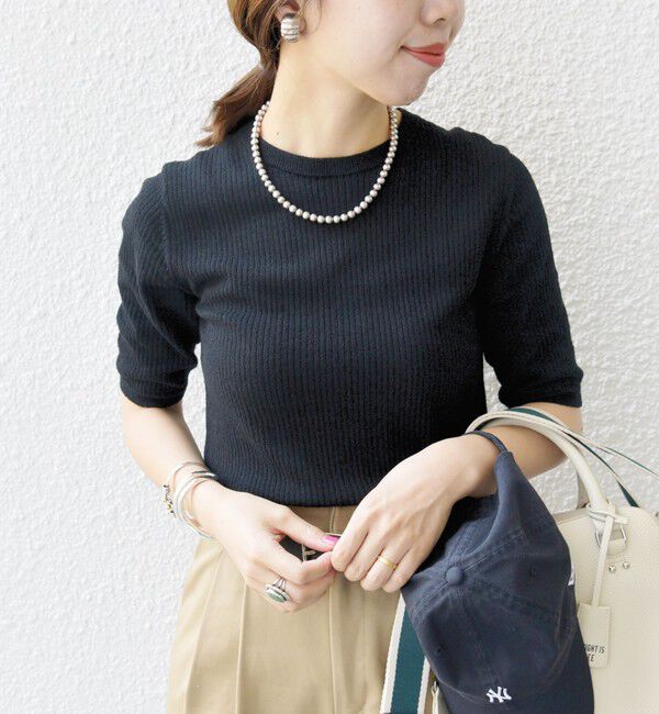 SHIPS for women「〈手洗い可能〉コットン ナイロン リブ ニット TEE」|ニット・セーター|