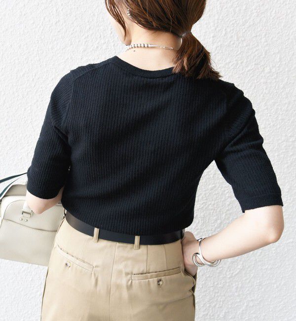 SHIPS for women「〈手洗い可能〉コットン ナイロン リブ ニット TEE」|ニット・セーター|