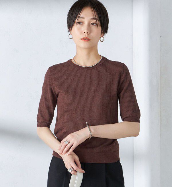 SHIPS for women「〈手洗い可能〉コットン ナイロン リブ ニット TEE」|ニット・セーター|