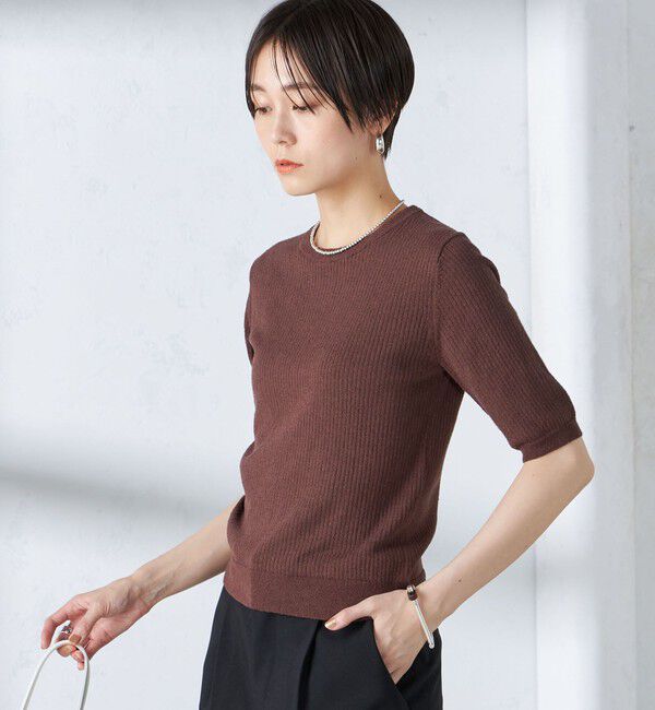 SHIPS for women「〈手洗い可能〉コットン ナイロン リブ ニット TEE」|ニット・セーター|