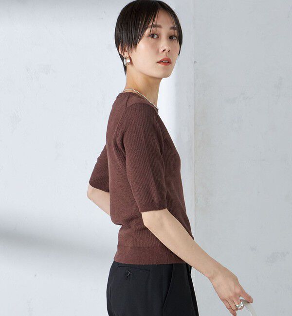 SHIPS for women「〈手洗い可能〉コットン ナイロン リブ ニット TEE」|ニット・セーター|
