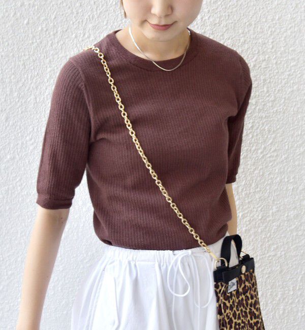 SHIPS for women「〈手洗い可能〉コットン ナイロン リブ ニット TEE」|ニット・セーター|