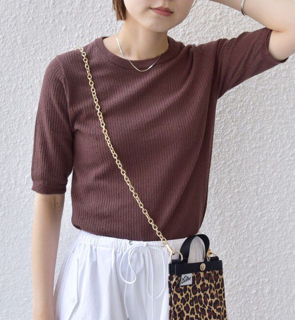 SHIPS for women「〈手洗い可能〉コットン ナイロン リブ ニット TEE」|ニット・セーター|