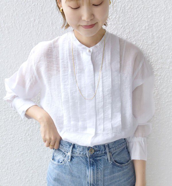 SHIPS for women「【WEB限定】〈洗濯機可能〉シアー プリーツ ヨーク パールモチーフボタン ブラウス」|シャツ・ブラウス|