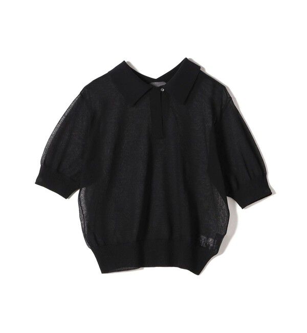 SHIPS for women「SHIPS Primary Navy Label:〈手洗い可能〉NOIR POLO ニット」|ニット・セーター|ブラック