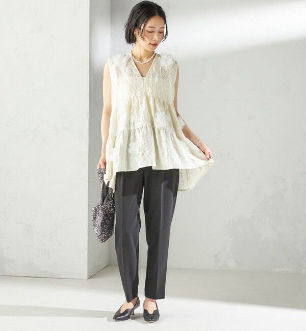 SHIPS for women「TORRAZZO DONNA:〈手洗い可能〉フラワー ティアード ブラウス」|シャツ・ブラウス|