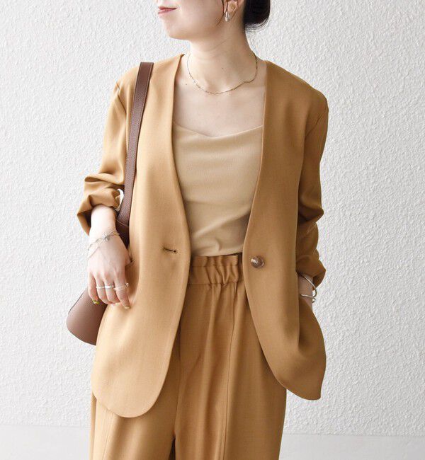 SHIPS any「SHIPS any:〈洗濯機可能〉ウーステッド Vネック ノーカラー ジャケット」|ノーカラージャケット|