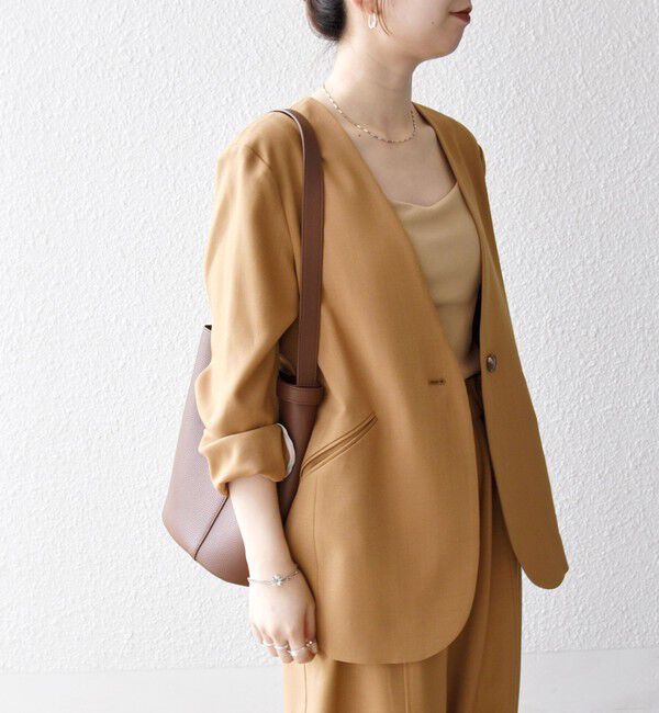 SHIPS any「SHIPS any:〈洗濯機可能〉ウーステッド Vネック ノーカラー ジャケット」|ノーカラージャケット|