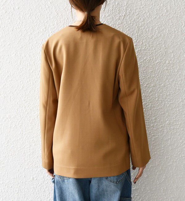 SHIPS any「SHIPS any:〈洗濯機可能〉ウーステッド Vネック ノーカラー ジャケット」|ノーカラージャケット|