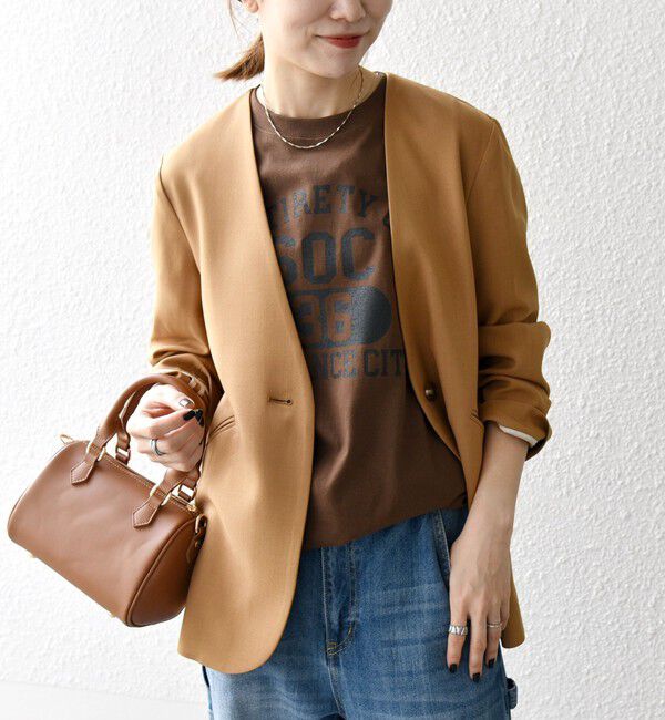 SHIPS any「SHIPS any:〈洗濯機可能〉ウーステッド Vネック ノーカラー ジャケット」|ノーカラージャケット|