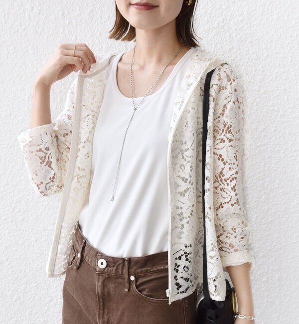 SHIPS for women「〈手洗い可能〉レース ジップアップ パーカ」|パーカー|