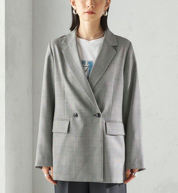 SHIPS for women「〈手洗い可能〉ウォッシャブル ウール チェック ダブル ジャケット」|テーラードジャケット|