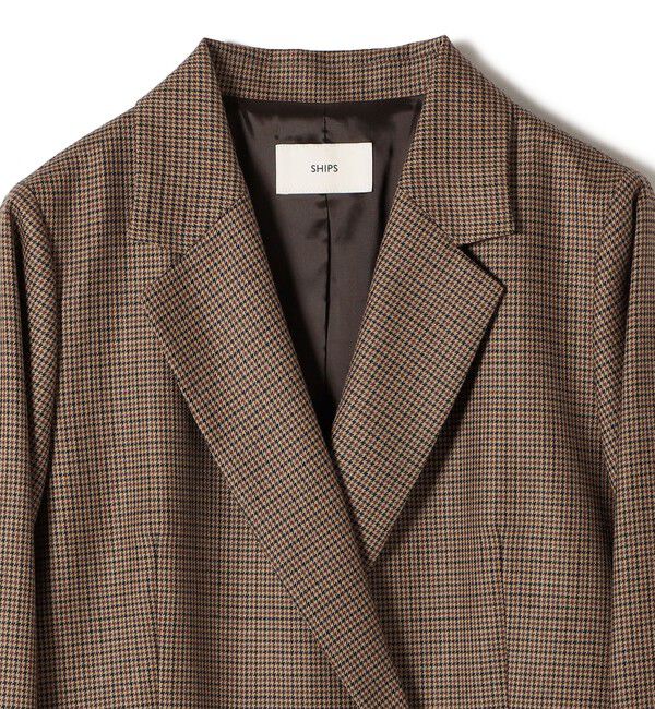 SHIPS for women「〈手洗い可能〉ウォッシャブル ウール チェック ダブル ジャケット」|テーラードジャケット|