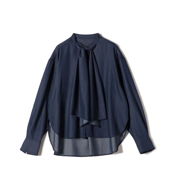 SHIPS for women「〈手洗い可能〉デニム ライク リボン タイ ブラウス」|シャツ・ブラウス|