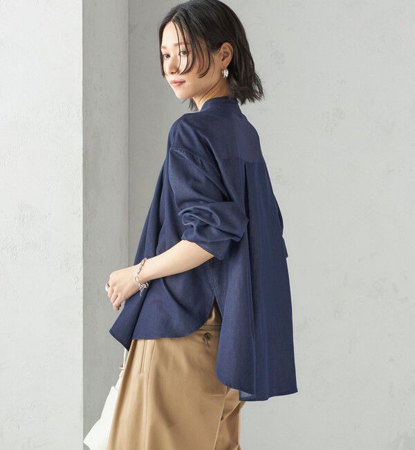 SHIPS for women「〈手洗い可能〉デニム ライク リボン タイ ブラウス」|シャツ・ブラウス|