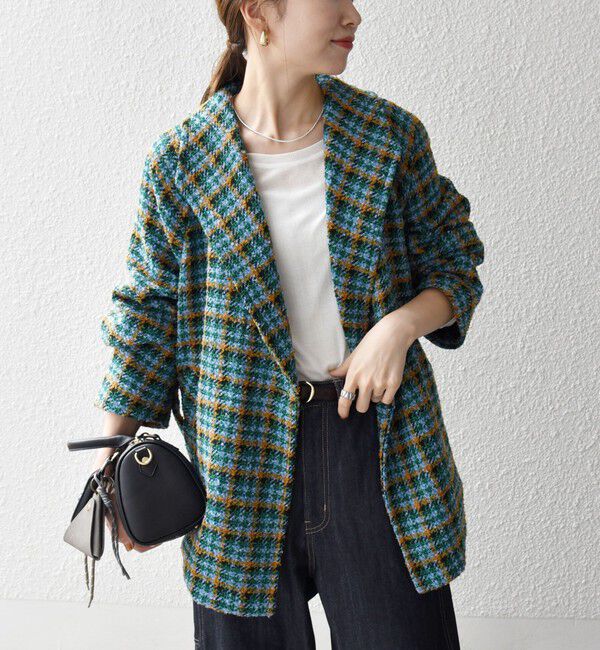 SHIPS any「SHIPS any: ブロック ツイード コクーン コート」|その他|