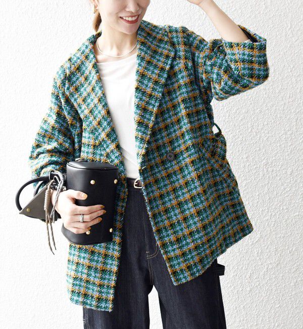 SHIPS any「SHIPS any: ブロック ツイード コクーン コート」|その他|