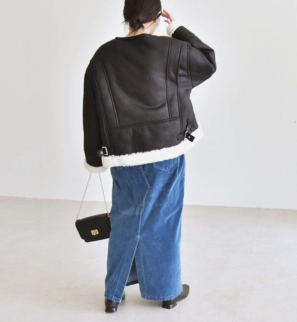 quaranciel「quaranciel: ムートンライク ボア ボンディング ノーカラー スナップ ブルゾン」|その他|