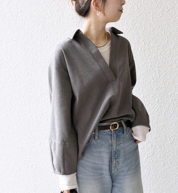 SHIPS any「SHIPS any:〈手洗い可能〉ウォーム スキッパー ドロスト シャツ」|シャツ・ブラウス|