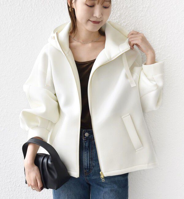 SHIPS for women「【WEB限定】〈手洗い可能〉ダンボール ダブルジップ フーディー 3」|パーカー|オフホワイト