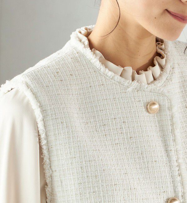 SHIPS for women「ランダム ラメ ノーカラー ボックス ジレ（セレモニー対応可）」|ベスト・ジレ|