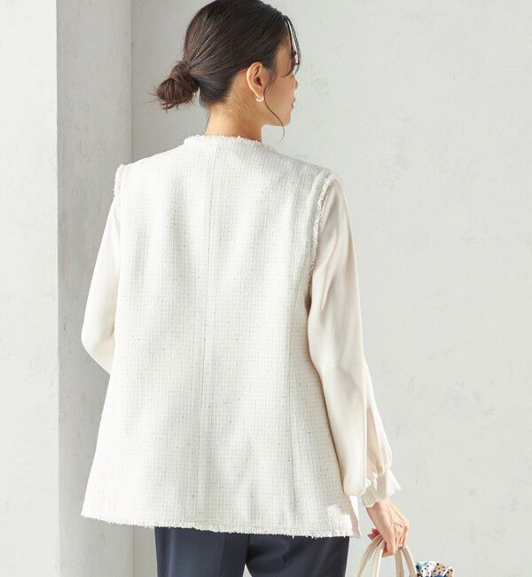 SHIPS for women「ランダム ラメ ノーカラー ボックス ジレ（セレモニー対応可）」|ベスト・ジレ|