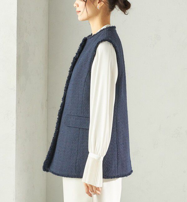 SHIPS for women「ランダム ラメ ノーカラー ボックス ジレ（セレモニー対応可）」|ベスト・ジレ|