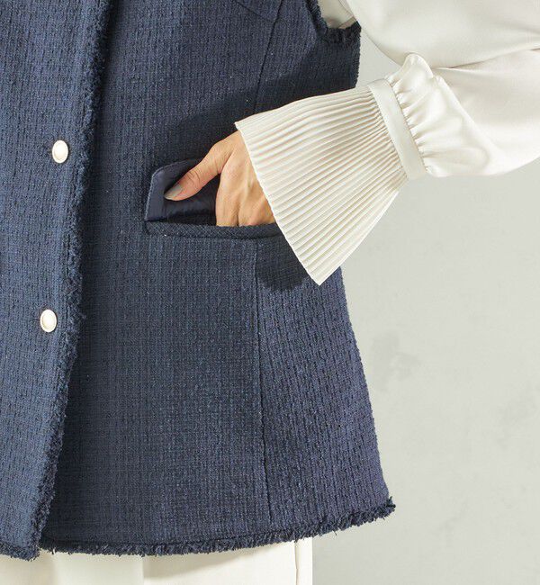 SHIPS for women「ランダム ラメ ノーカラー ボックス ジレ（セレモニー対応可）」|ベスト・ジレ|