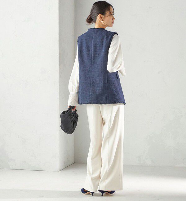 SHIPS for women「ランダム ラメ ノーカラー ボックス ジレ（セレモニー対応可）」|ベスト・ジレ|