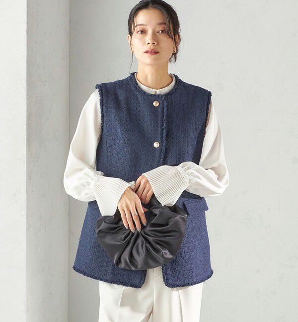 SHIPS for women「ランダム ラメ ノーカラー ボックス ジレ（セレモニー対応可）」|ベスト・ジレ|