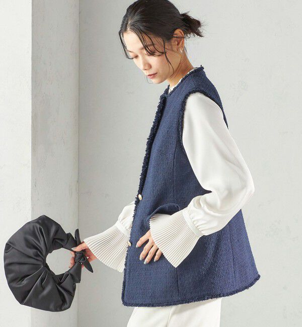 SHIPS for women「ランダム ラメ ノーカラー ボックス ジレ（セレモニー対応可）」|ベスト・ジレ|