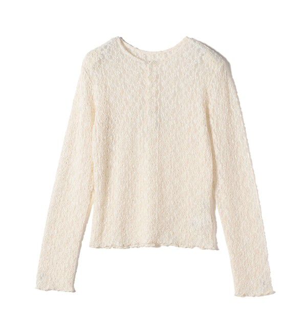 SHIPS for women「〈手洗い可能〉ラメ ラッセル レース ヘンリー ネック 2WAY プルオーバー」|Tシャツ・カットソー|