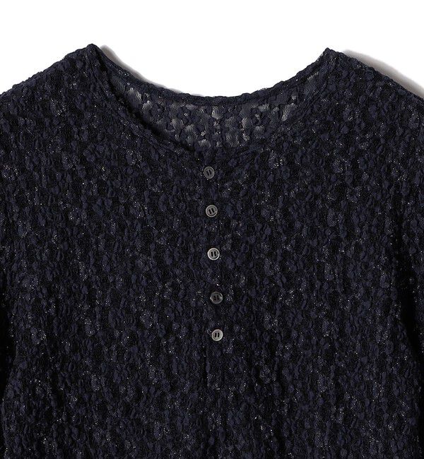 SHIPS for women「〈手洗い可能〉ラメ ラッセル レース ヘンリー ネック 2WAY プルオーバー」|Tシャツ・カットソー|