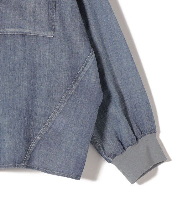 SHIPS for women「〈手洗い可能〉シアー デニム 袖 リブ バンドカラー シャツ」|シャツ・ブラウス|