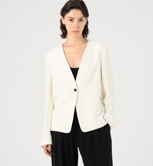 DES PRES「ライトダブルクロス ノーカラージャケット」|ノーカラージャケット|