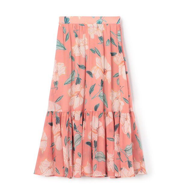 Ballsey「バチックフラワープリント ボリュームティアードスカート」|フレア|34 ピンク系