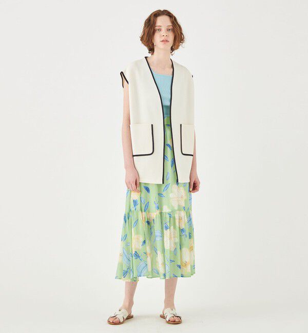 Ballsey「バチックフラワープリント ボリュームティアードスカート」|フレア|