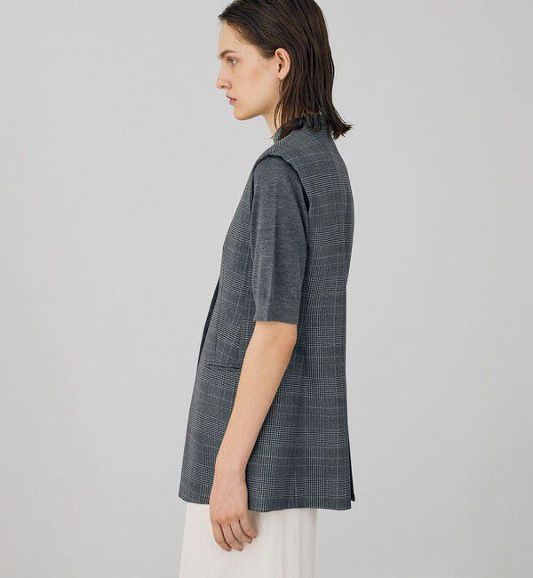 DES PRES「グレンチェックグリッタープリント カラーレスジレ」|ベスト・ジレ|