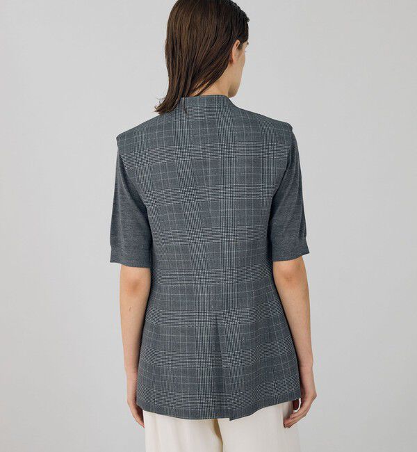 DES PRES「グレンチェックグリッタープリント カラーレスジレ」|ベスト・ジレ|