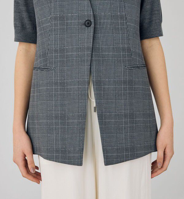 DES PRES「グレンチェックグリッタープリント カラーレスジレ」|ベスト・ジレ|