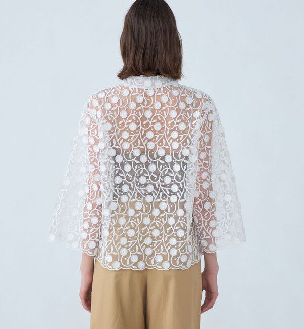 MACPHEE「メッシュエンブロイダリー オープンカラーシャツ」|シャツ・ブラウス|
