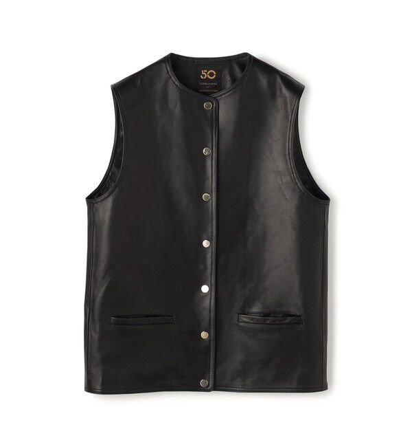 TOMORROWLAND BUYING WEAR「CINQUANTA METAL BUTTON レザーベスト」|ベスト・ジレ|19 ブラック