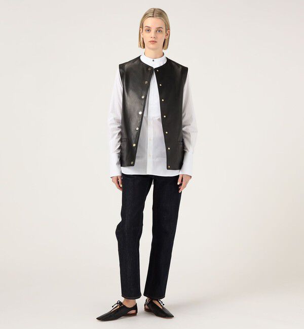 TOMORROWLAND BUYING WEAR「CINQUANTA METAL BUTTON レザーベスト」|ベスト・ジレ|
